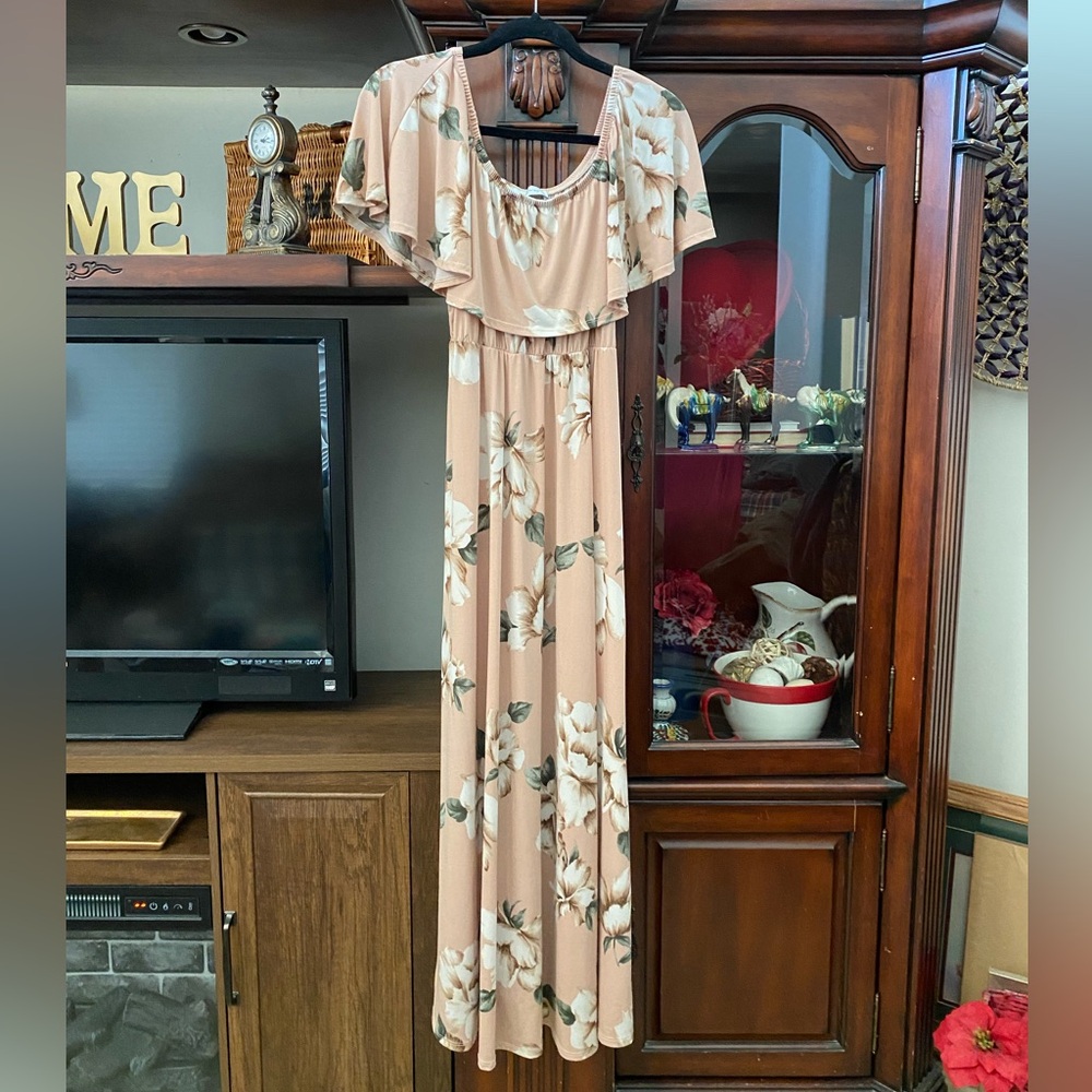 MY BUMP Luke 2:40 Floral Off The Shoulder Empire Waist Maxi Dress Maternity L
